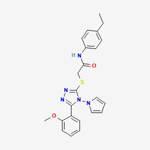 molecular formula C23H23N5O2S B2706335 N-(4-乙基苯基)-2-{[5-(2-甲氧基苯基)-4-(1H-吡咯-1-基)-4H-1,2,4-三唑-3-基]硫代基}乙酰胺 CAS No. 896314-85-5