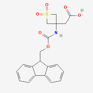 molecular formula C20H19NO6S B2706336 2-[3-(9H-Fluoren-9-ylmethoxycarbonylamino)-1,1-dioxothietan-3-yl]acetic acid CAS No. 2171820-04-3