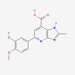 molecular formula C15H13N3O4 B2706341 5-(3-hydroxy-4-methoxyphenyl)-2-methyl-3H-imidazo[4,5-b]pyridine-7-carboxylic acid CAS No. 1021052-29-8