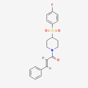 molecular formula C20H20FNO3S B2706349 (E)-1-(4-((4-fluorophenyl)sulfonyl)piperidin-1-yl)-3-phenylprop-2-en-1-one CAS No. 1798407-02-9