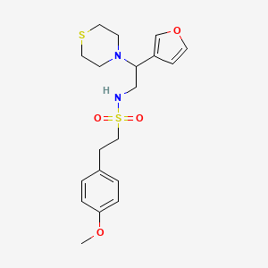 molecular formula C19H26N2O4S2 B2706351 N-(2-(furan-3-yl)-2-thiomorpholinoethyl)-2-(4-methoxyphenyl)ethanesulfonamide CAS No. 2034573-63-0