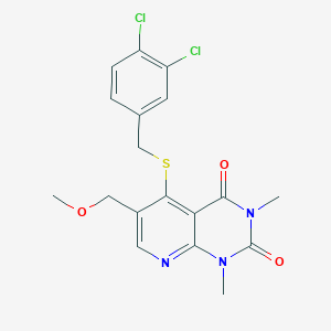molecular formula C18H17Cl2N3O3S B2706355 5-((3,4-二氯苄基)硫)-6-(甲氧基甲基)-1,3-二甲基吡啶并[2,3-d]嘧啶-2,4(1H,3H)-二酮 CAS No. 941966-13-8