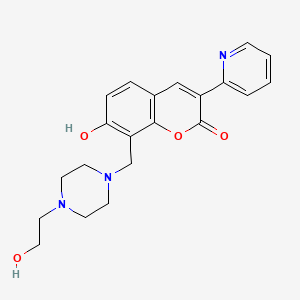 molecular formula C21H23N3O4 B2706359 7-hydroxy-8-((4-(2-hydroxyethyl)piperazin-1-yl)methyl)-3-(pyridin-2-yl)-2H-chromen-2-one CAS No. 384362-20-3