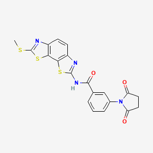 molecular formula C20H14N4O3S3 B2706365 3-(2,5-dioxopyrrolidin-1-yl)-N-(2-methylsulfanyl-[1,3]thiazolo[4,5-g][1,3]benzothiazol-7-yl)benzamide CAS No. 477503-69-8