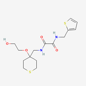 molecular formula C15H22N2O4S2 B2706369 N'-{[4-(2-hydroxyethoxy)thian-4-yl]methyl}-N-[(thiophen-2-yl)methyl]ethanediamide CAS No. 2319894-57-8