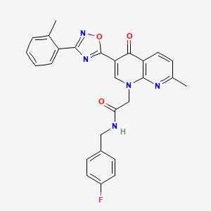 molecular formula C27H22FN5O3 B2706373 N-isopropyl-3-[1-({2-[(4-methylphenyl)amino]-2-oxoethyl}thio)-5-oxo[1,2,4]triazolo[4,3-a]quinazolin-4(5H)-yl]propanamide CAS No. 1029770-00-0
