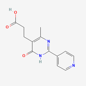 molecular formula C13H13N3O3 B2706377 3-[4-Methyl-6-oxo-2-(pyridin-4-yl)-1,6-dihydropyrimidin-5-yl]propanoic acid CAS No. 1210644-04-4