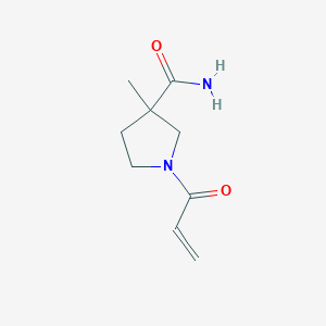 molecular formula C9H14N2O2 B2706381 3-Methyl-1-prop-2-enoylpyrrolidine-3-carboxamide CAS No. 1690704-29-0