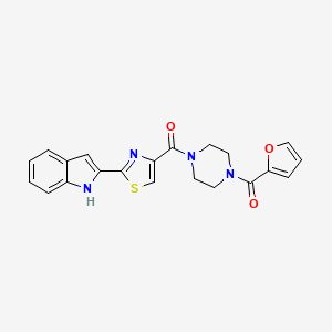 molecular formula C21H18N4O3S B2706385 (2-(1H-indol-2-yl)thiazol-4-yl)(4-(furan-2-carbonyl)piperazin-1-yl)methanone CAS No. 1170257-85-8