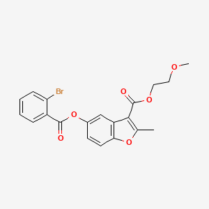 molecular formula C20H17BrO6 B2706396 2-甲氧基乙基 5-((2-溴苯甲酰)氧基)-2-甲基苯并呋喃-3-羧酸酯 CAS No. 434310-89-1