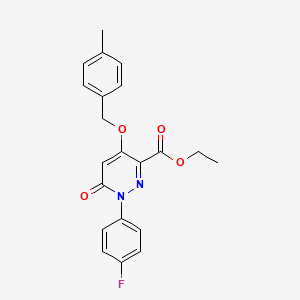 molecular formula C21H19FN2O4 B2706397 乙酸 1-(4-氟苯基)-4-((4-甲基苯甲基)氧基)-6-氧代-1,6-二氢吡啶-3-羧酸酯 CAS No. 899993-23-8