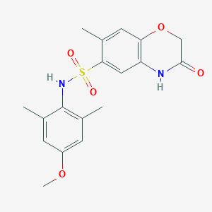 molecular formula C18H20N2O5S B270640 N-(4-methoxy-2,6-dimethylphenyl)-7-methyl-3-oxo-3,4-dihydro-2H-1,4-benzoxazine-6-sulfonamide 
