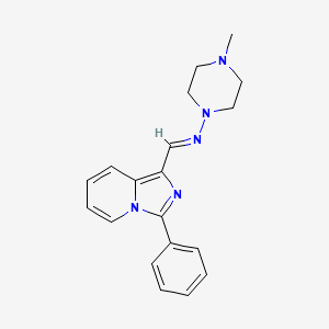 molecular formula C19H21N5 B2706400 (E)-4-methyl-N-((3-phenylimidazo[1,5-a]pyridin-1-yl)methylene)piperazin-1-amine CAS No. 468073-97-4