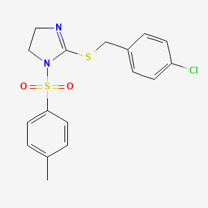 molecular formula C17H17ClN2O2S2 B2706406 2-((4-chlorobenzyl)thio)-1-tosyl-4,5-dihydro-1H-imidazole CAS No. 868217-31-6