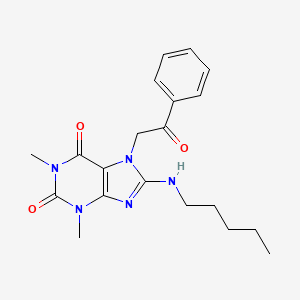 molecular formula C20H25N5O3 B2706407 1,3-dimethyl-7-(2-oxo-2-phenylethyl)-8-(pentylamino)-1H-purine-2,6(3H,7H)-dione CAS No. 941993-64-2