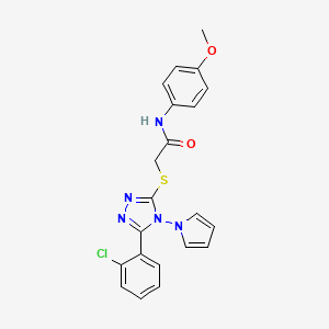molecular formula C21H18ClN5O2S B2706413 2-{[5-(2-chlorophenyl)-4-(1H-pyrrol-1-yl)-4H-1,2,4-triazol-3-yl]sulfanyl}-N-(4-methoxyphenyl)acetamide CAS No. 886929-09-5
