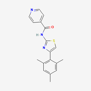 molecular formula C18H17N3OS B2706416 N-(4-(2,4,6-三甲基苯基)-2-噻唑-2-基)-4-吡啶甲酰胺 CAS No. 849513-58-2