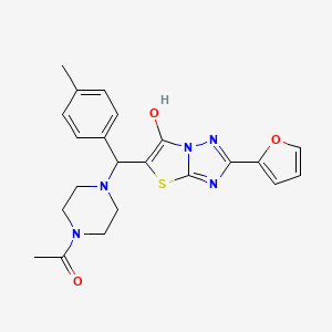 1-(4-((2-(Furan-2-yl)-6-hydroxythiazolo[3,2-b][1,2,4]triazol-5-yl)(p-tolyl)methyl)piperazin-1-yl)ethanone