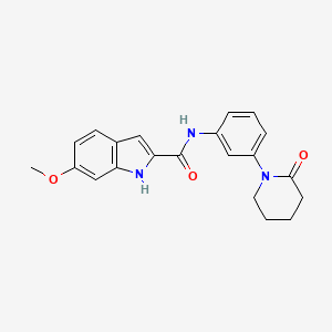 molecular formula C21H21N3O3 B2706425 6-methoxy-N-(3-(2-oxopiperidin-1-yl)phenyl)-1H-indole-2-carboxamide CAS No. 1448077-80-2