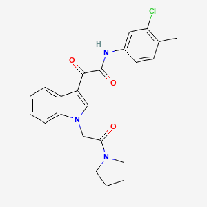 molecular formula C23H22ClN3O3 B2706427 N-(3-chloro-4-methylphenyl)-2-oxo-2-(1-(2-oxo-2-(pyrrolidin-1-yl)ethyl)-1H-indol-3-yl)acetamide CAS No. 872854-86-9