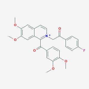 molecular formula C28H25FNO6+ B270644 1-(3,4-Dimethoxybenzoyl)-2-[2-(4-fluorophenyl)-2-oxoethyl]-6,7-dimethoxyisoquinolinium 