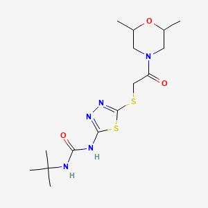 molecular formula C15H25N5O3S2 B2706445 1-(Tert-butyl)-3-(5-((2-(2,6-dimethylmorpholino)-2-oxoethyl)thio)-1,3,4-thiadiazol-2-yl)urea CAS No. 886941-52-2