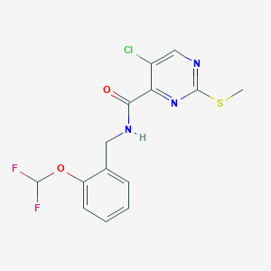 molecular formula C14H12ClF2N3O2S B2706451 5-氯-N-[[2-(二氟甲氧基)苯基]甲基]-2-甲硫基嘧啶-4-甲酰胺 CAS No. 1050529-10-6