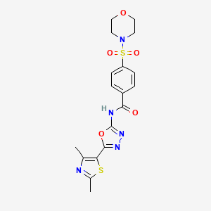 molecular formula C18H19N5O5S2 B2706453 N-(5-(2,4-二甲基噻唑-5-基)-1,3,4-噁二唑-2-基)-4-(吗啉磺酰基)苯甲酰胺 CAS No. 1251565-35-1