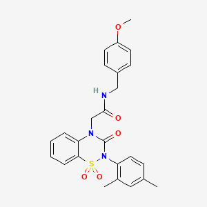 molecular formula C25H25N3O5S B2706457 2-(2-(2,4-dimethylphenyl)-1,1-dioxido-3-oxo-2H-benzo[e][1,2,4]thiadiazin-4(3H)-yl)-N-(4-methoxybenzyl)acetamide CAS No. 941899-81-6