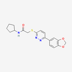 2-[6-(1,3-benzodioxol-5-yl)pyridazin-3-yl]sulfanyl-N-cyclopentylacetamide