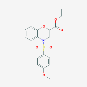 molecular formula C18H19NO6S B2706478 乙酸-4-[(4-甲氧基苯基)磺酰]-3,4-二氢-2H-1,4-苯并噁啉-2-羧酸乙酯 CAS No. 866041-06-7