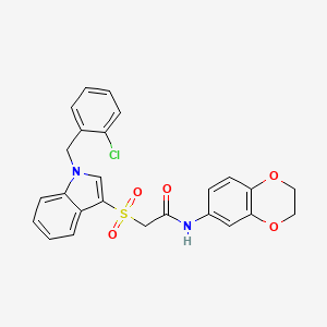molecular formula C25H21ClN2O5S B2706486 2-[1-[(2-chlorophenyl)methyl]indol-3-yl]sulfonyl-N-(2,3-dihydro-1,4-benzodioxin-6-yl)acetamide CAS No. 850933-12-9