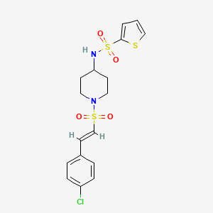 molecular formula C17H19ClN2O4S3 B2706493 N-[1-[(E)-2-(4-chlorophenyl)ethenyl]sulfonylpiperidin-4-yl]thiophene-2-sulfonamide CAS No. 1090004-77-5