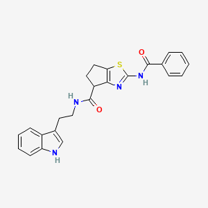 molecular formula C24H22N4O2S B2706495 N-(2-(1H-indol-3-yl)ethyl)-2-benzamido-5,6-dihydro-4H-cyclopenta[d]thiazole-4-carboxamide CAS No. 941879-96-5