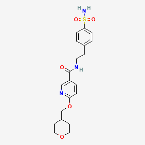molecular formula C20H25N3O5S B2706496 N-(4-sulfamoylphenethyl)-6-((tetrahydro-2H-pyran-4-yl)methoxy)nicotinamide CAS No. 2034616-20-9