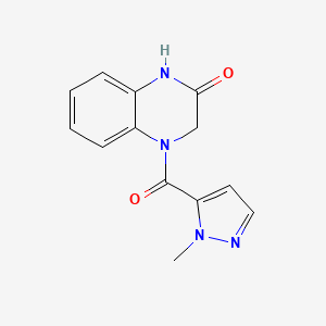 molecular formula C13H12N4O2 B2706499 4-(1-methyl-1H-pyrazole-5-carbonyl)-3,4-dihydroquinoxalin-2(1H)-one CAS No. 1172764-93-0