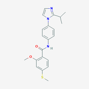 molecular formula C21H23N3O2S B270650 N-[4-(2-isopropyl-1H-imidazol-1-yl)phenyl]-2-methoxy-4-(methylsulfanyl)benzamide 