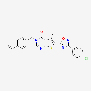 molecular formula C24H17ClN4O2S B2706505 6-[3-(4-chlorophenyl)-1,2,4-oxadiazol-5-yl]-3-(4-ethenylbenzyl)-5-methylthieno[2,3-d]pyrimidin-4(3H)-one CAS No. 1326876-00-9