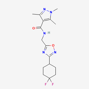 molecular formula C16H21F2N5O2 B2706513 N-((3-(4,4-二氟环己基)-1,2,4-噁二唑-5-基)甲基)-1,3,5-三甲基-1H-吡唑-4-甲酸酰胺 CAS No. 2034232-45-4
