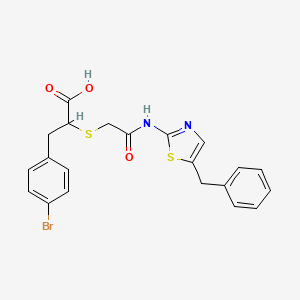 2-((2-((5-Benzylthiazol-2-yl)amino)-2-oxoethyl)thio)-3-(4-bromophenyl)propanoic acid