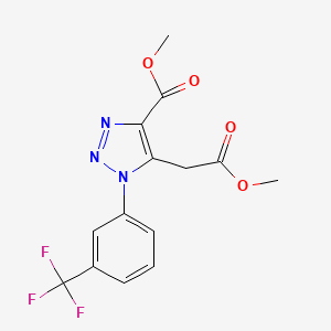 molecular formula C14H12F3N3O4 B2706528 methyl 5-(2-methoxy-2-oxoethyl)-1-[3-(trifluoromethyl)phenyl]-1H-1,2,3-triazole-4-carboxylate CAS No. 303995-97-3