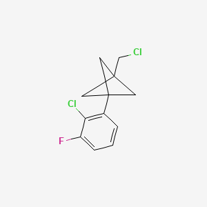 molecular formula C12H11Cl2F B2706529 1-(2-Chloro-3-fluorophenyl)-3-(chloromethyl)bicyclo[1.1.1]pentane CAS No. 2287323-25-3
