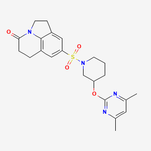 molecular formula C22H26N4O4S B2706531 8-((3-((4,6-dimethylpyrimidin-2-yl)oxy)piperidin-1-yl)sulfonyl)-5,6-dihydro-1H-pyrrolo[3,2,1-ij]quinolin-4(2H)-one CAS No. 2097916-23-7