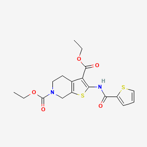 molecular formula C18H20N2O5S2 B2706534 diethyl 2-(thiophene-2-carboxamido)-4,5-dihydrothieno[2,3-c]pyridine-3,6(7H)-dicarboxylate CAS No. 306287-79-6