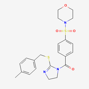 molecular formula C22H25N3O4S2 B2706545 (2-((4-methylbenzyl)thio)-4,5-dihydro-1H-imidazol-1-yl)(4-(morpholinosulfonyl)phenyl)methanone CAS No. 851805-37-3