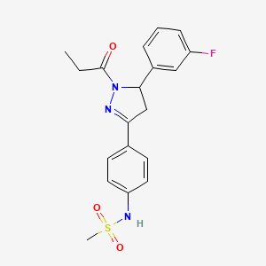 molecular formula C19H20FN3O3S B2706554 N-(4-(5-(3-fluorophenyl)-1-propionyl-4,5-dihydro-1H-pyrazol-3-yl)phenyl)methanesulfonamide CAS No. 851718-07-5