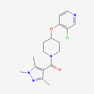 molecular formula C17H21ClN4O2 B2706572 (4-((3-chloropyridin-4-yl)oxy)piperidin-1-yl)(1,3,5-trimethyl-1H-pyrazol-4-yl)methanone CAS No. 2034252-09-8