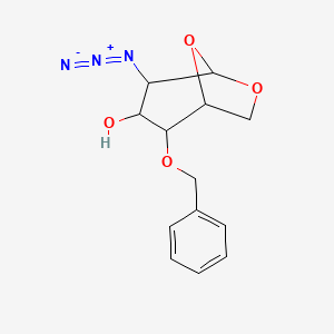 molecular formula C13H15N3O4 B2706574 4-Azido-2-phenylmethoxy-6,8-dioxabicyclo[3.2.1]octan-3-ol CAS No. 55682-47-8