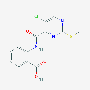molecular formula C13H10ClN3O3S B2706589 2-(5-Chloro-2-(methylthio)pyrimidine-4-carboxamido)benzoic acid CAS No. 889303-28-0