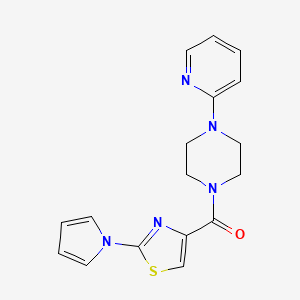 molecular formula C17H17N5OS B2706597 (2-(1H-pyrrol-1-yl)thiazol-4-yl)(4-(pyridin-2-yl)piperazin-1-yl)methanone CAS No. 1235376-18-7